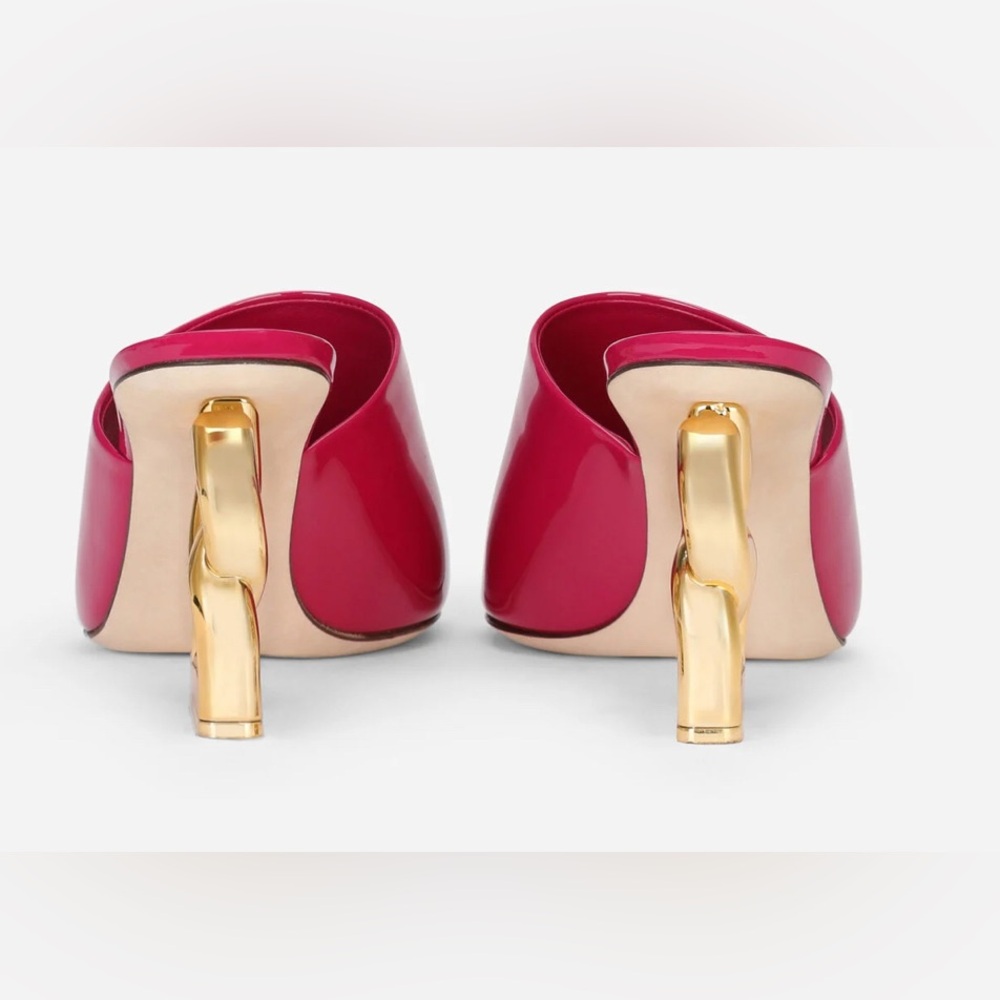 Dolce & Gabbana Fuchsia CIABATTA TACCO with Gold Interlocking Heels SZ 41EU/11US - Picture 5 of 15